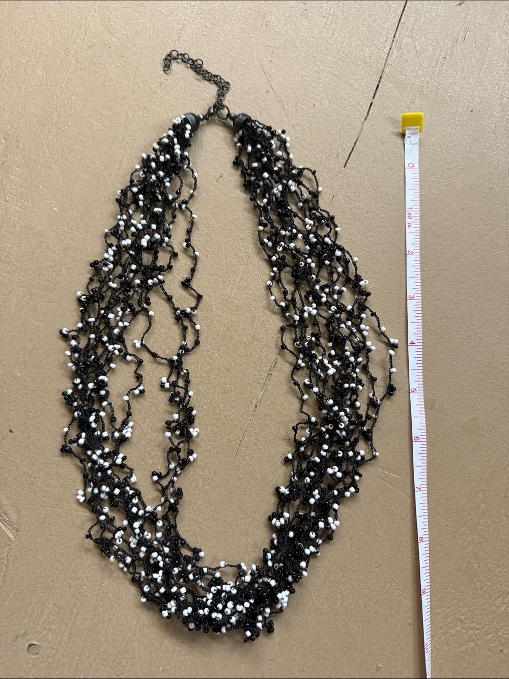 Multi-Strand Black and White Beaded Necklace - Women's Jewelry
